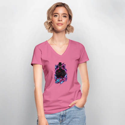 Klassisches Frauen-T-Shirt mit V-Ausschnitt - Pink