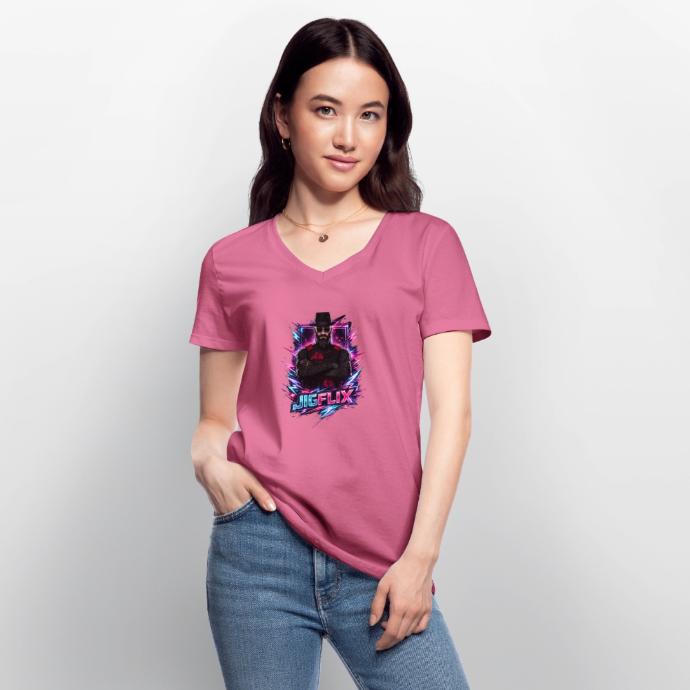 Klassisches Frauen-T-Shirt mit V-Ausschnitt - Pink